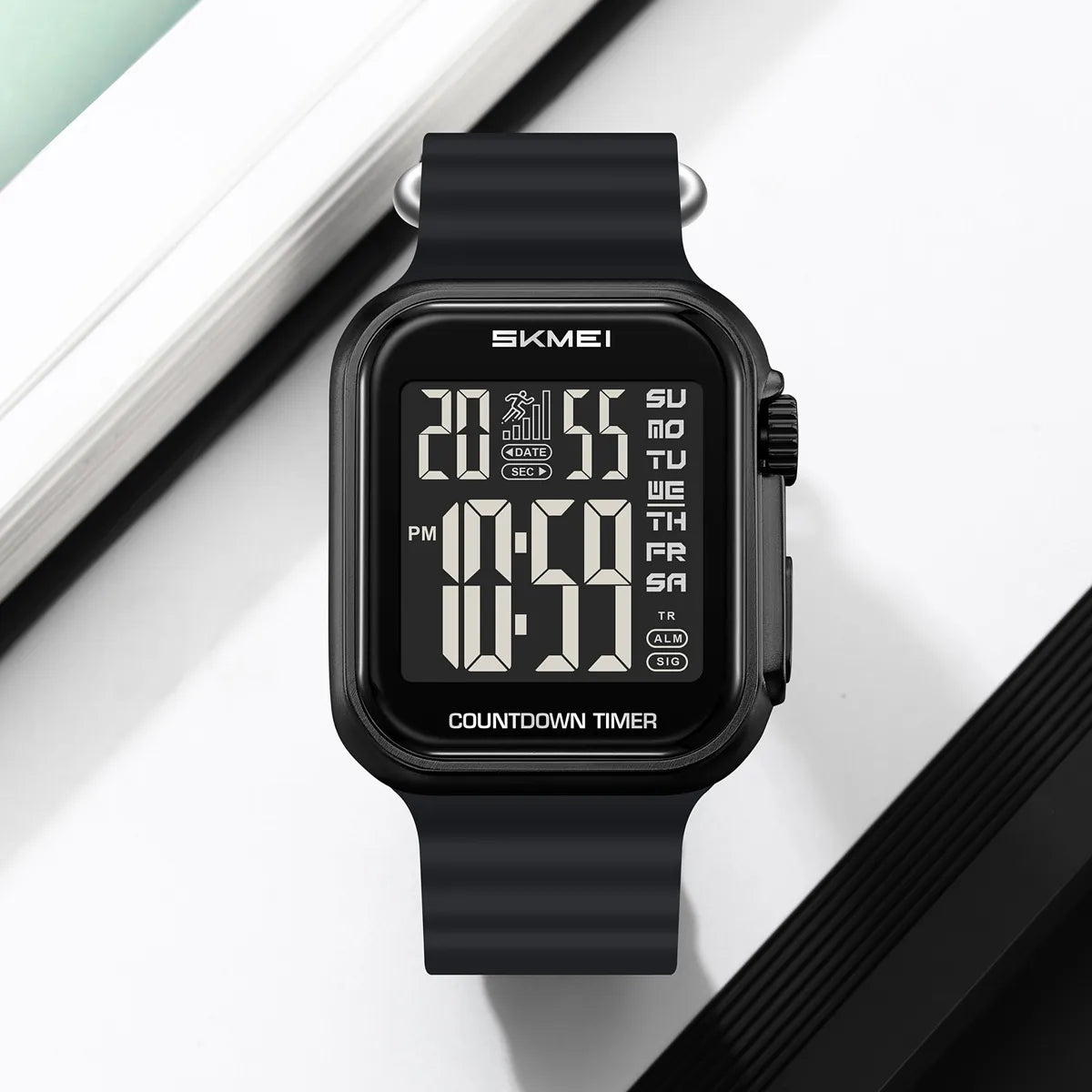 SKMEI 2269 Square Digital Sports Watch - Black/Black