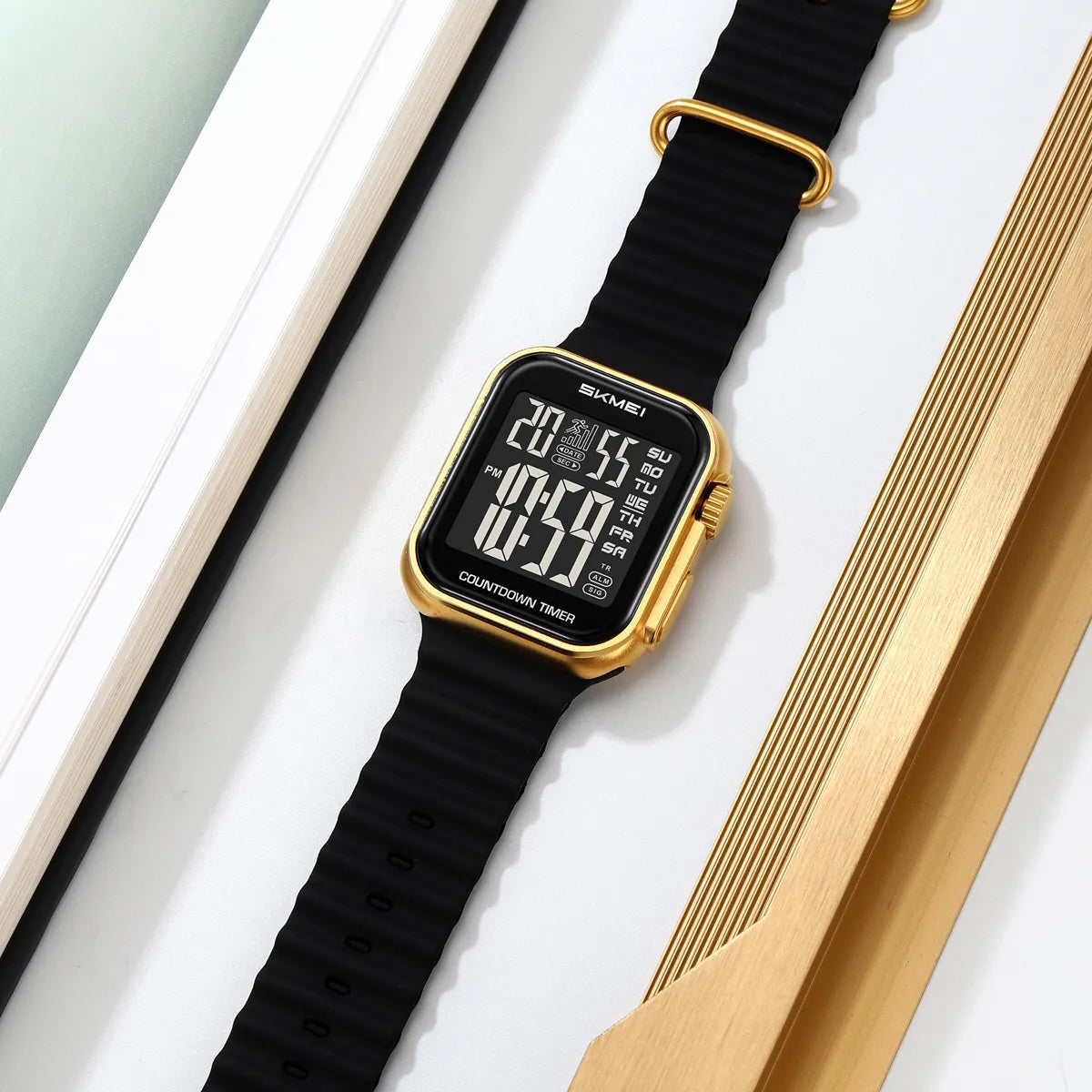 SKMEI 2269 Square Digital Sports Watch - Gold/Black