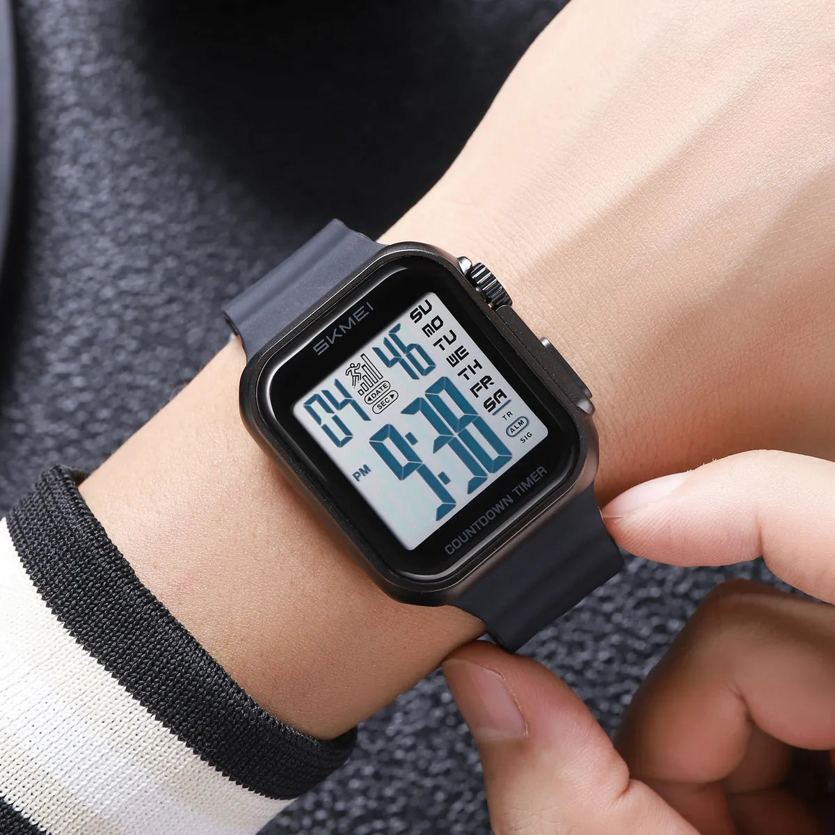 SKMEI 2269 Square Digital Sports Watch - Black/White