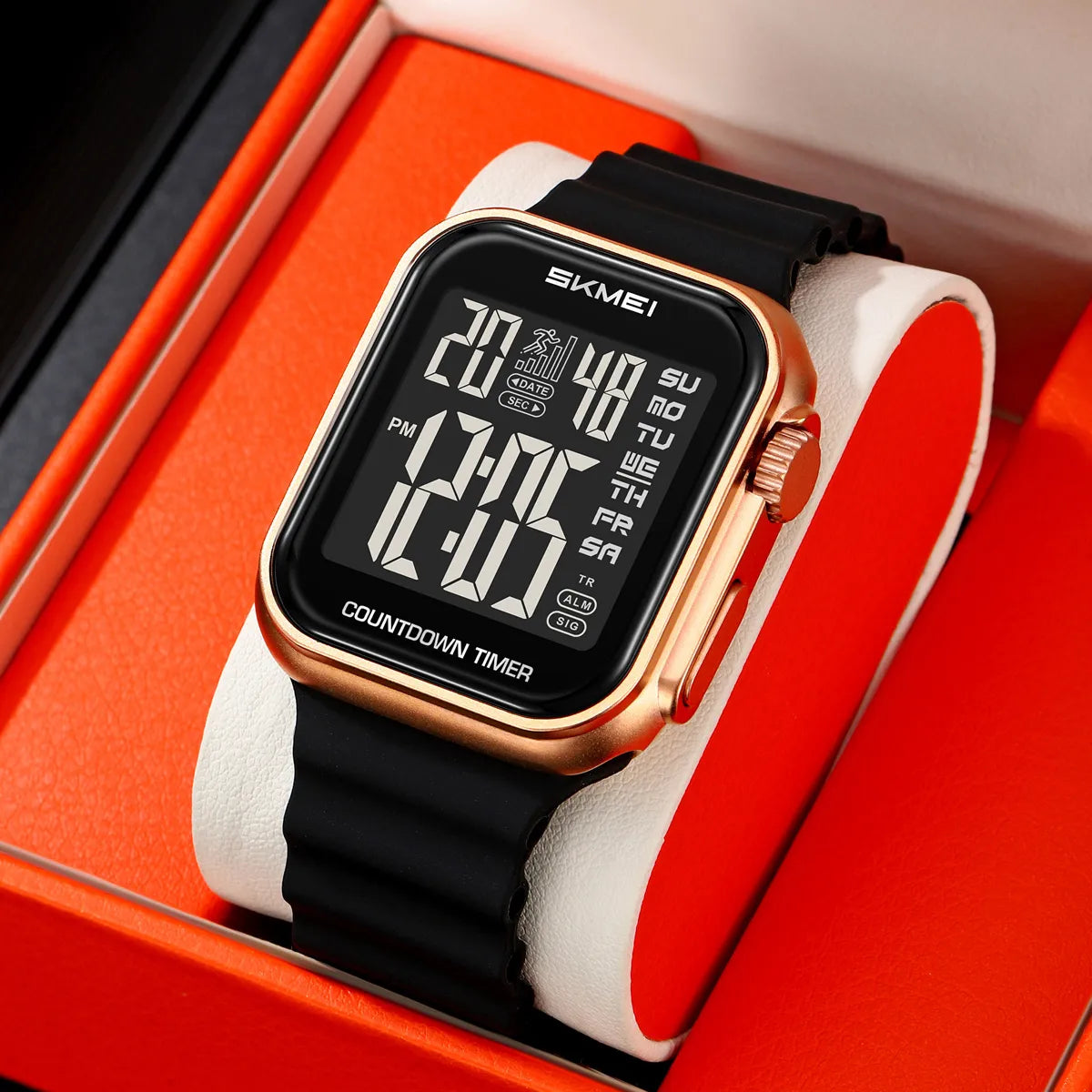 SKMEI 2269 Square Digital Sports Watch - Rosegold/Black