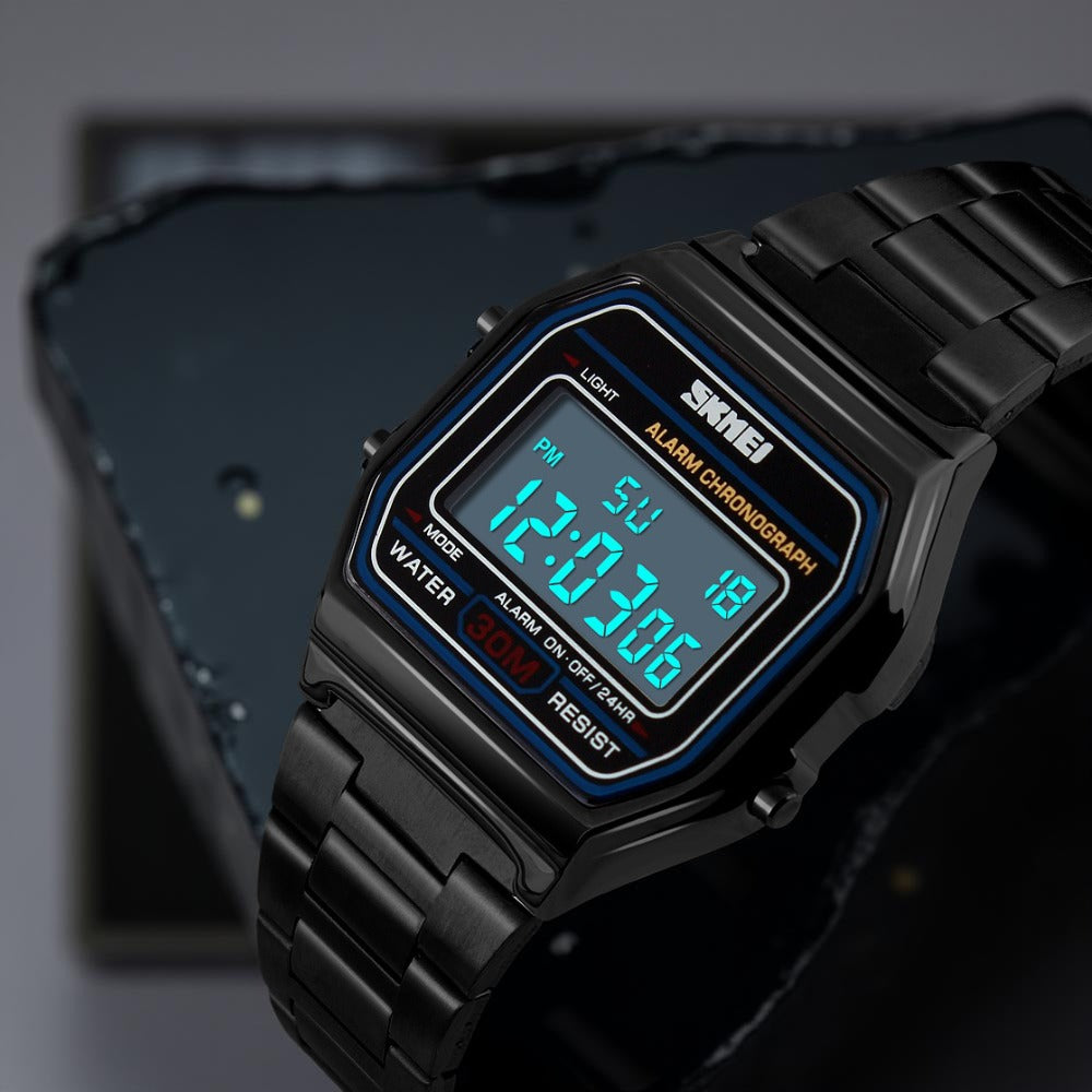 Skmei - 1123 - Digital Stainless Steel Watch - Black image 1