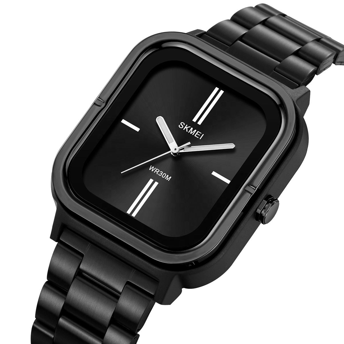 SKMEI 2275 Minimal Square Analog Watch - Black/Silver