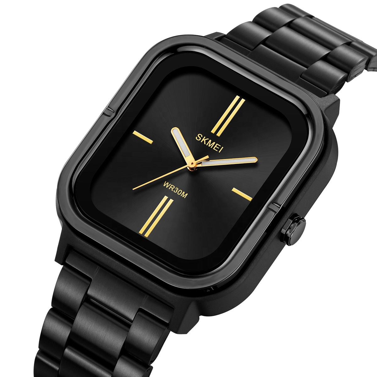 SKMEI 2275 Minimal Square Analog Watch - Black/Gold