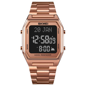 SKMEI 1763 Qibla Azan Time Reminder Prayer Watch - rose gold/black