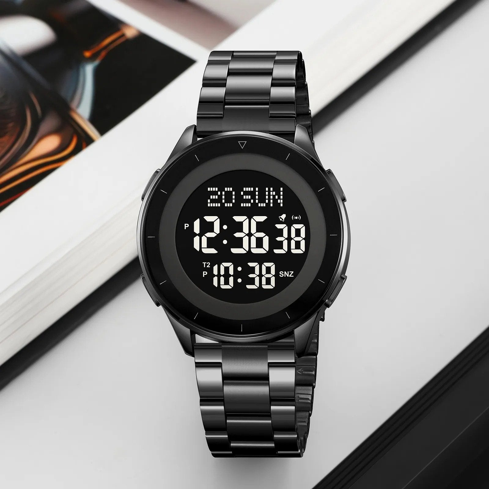 SKMEI 2302 Digital World Time Watch - black/black