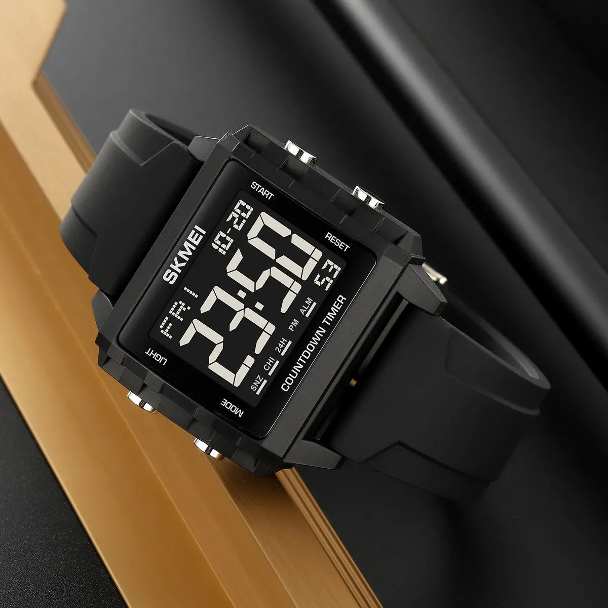 SKMEI 2320 Digital Countdown Sports Watch - Black/Black