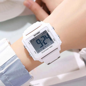 SKMEI 2320 Digital Countdown Sports Watch - White/White