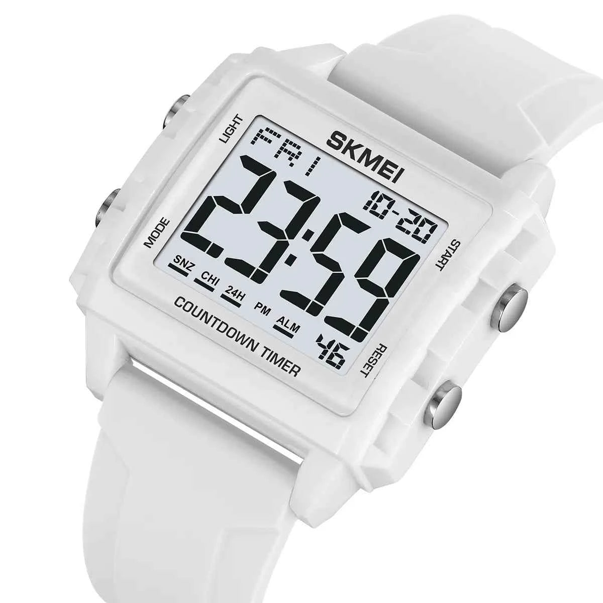 SKMEI 2320 Digital Countdown Sports Watch - White/White