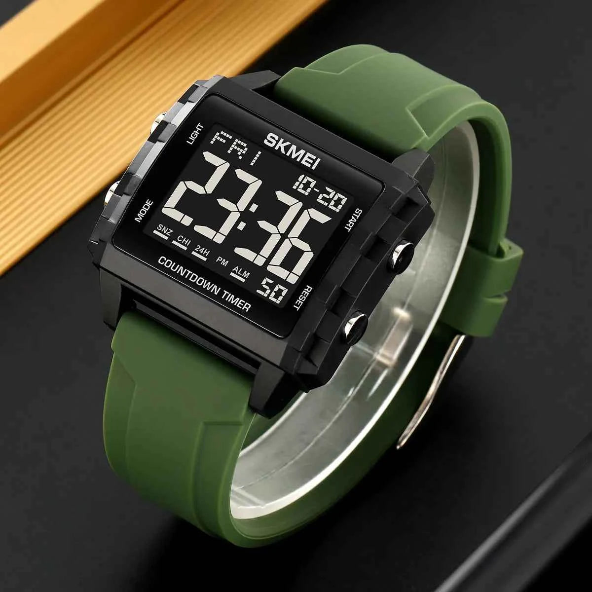SKMEI 2320 Digital Countdown Sports Watch - Black/ArmyGreen