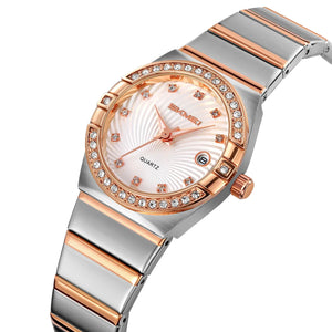 SKMEI 2342 Women Elegant Ladies Crystal Watch - Silver/RoseGold