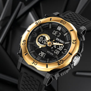SKMEI - 2098 - Digital Dial Silica Gel Strap Watch for Men - gold/black image 1