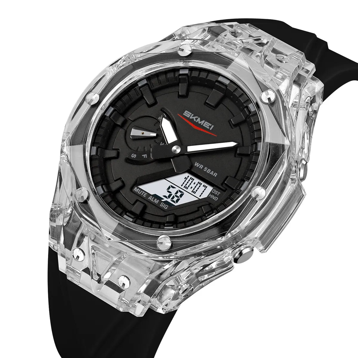 SKMEI 2411 Waterproof 50m & 50+ Timezone Watch - White/Black