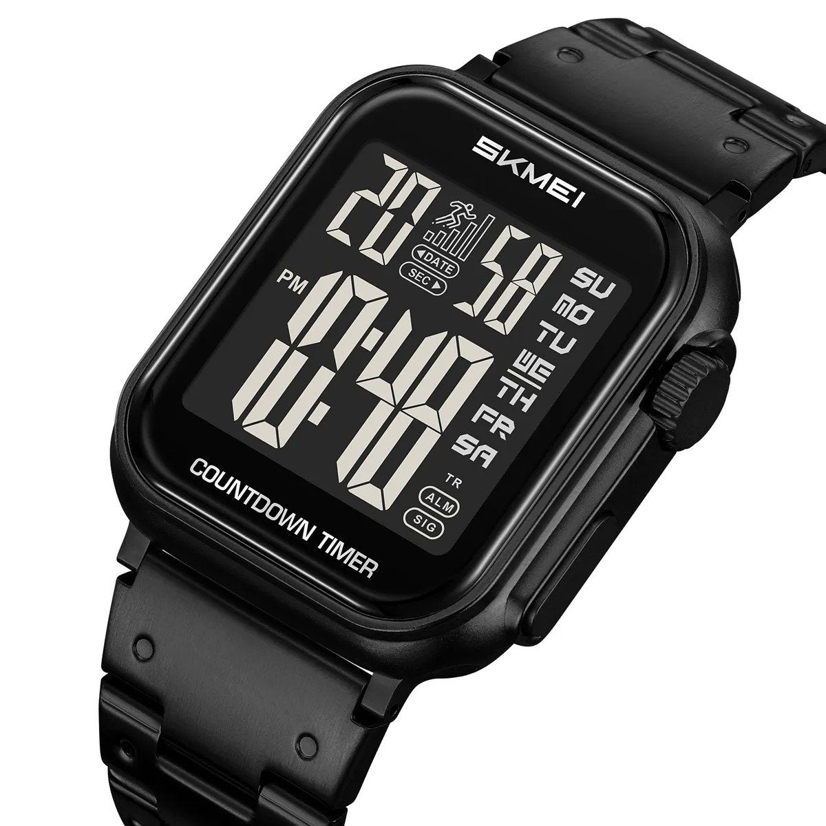 SKMEI 2447 Square Digital Countdown Timer Watch - black/black