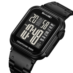 SKMEI 2447 Square Digital Countdown Timer Watch - black/black