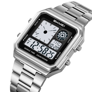 SKMEI 2451 Digital World Time Watch - Silver