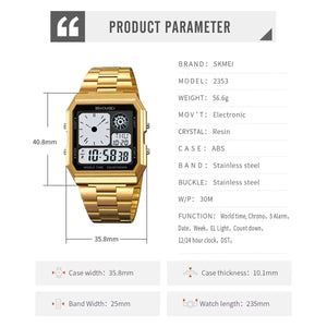 Skmei - 2353 - Digital World Electronic Watch - Gold image 4
