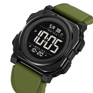 SKMEI 2511 Bold Round Digital Sports Watch - ArmyGreen