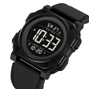 SKMEI 2511 Bold Round Digital Sports Watch - Black-Matte