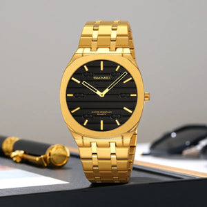 SKMEI - 9372 - Imperial Time Quartz Watch - Gold/Black image 1