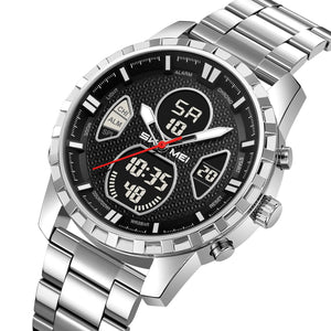 SKMEI 2516 Dual Time Digital Steel Watch - Silver/Black
