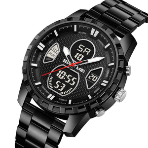 SKMEI 2516 Dual Time Digital Steel Watch - Black/Black