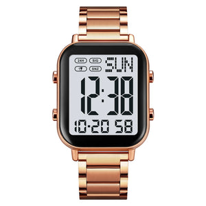 SKMEI 2259 Digital Steel Watch – Rose Gold/White
