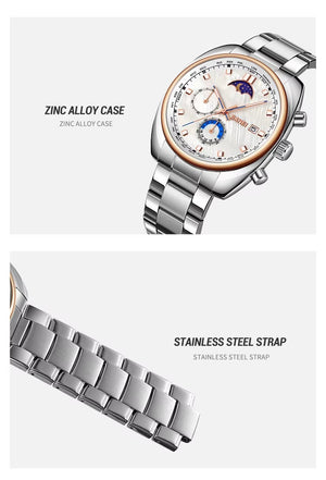SKMEI - 9325 - Quartz Luxury Moon Phase Chrono Watch - RoseGold/White image 2