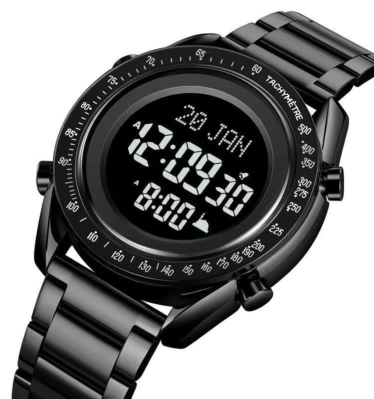 SKMEI - 2143 - Qibla Azan Time Reminder Prayer Watch - black/black image 0