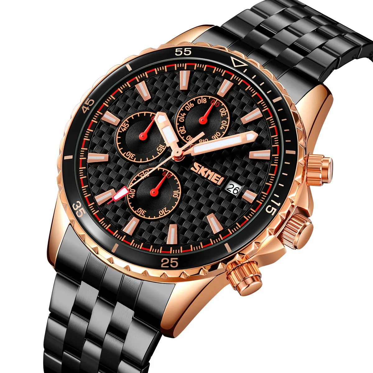 SKMEI - 9334 - Quartz Chronograph Analog Dial Stainless Steel Watch - rosegold/black image 1