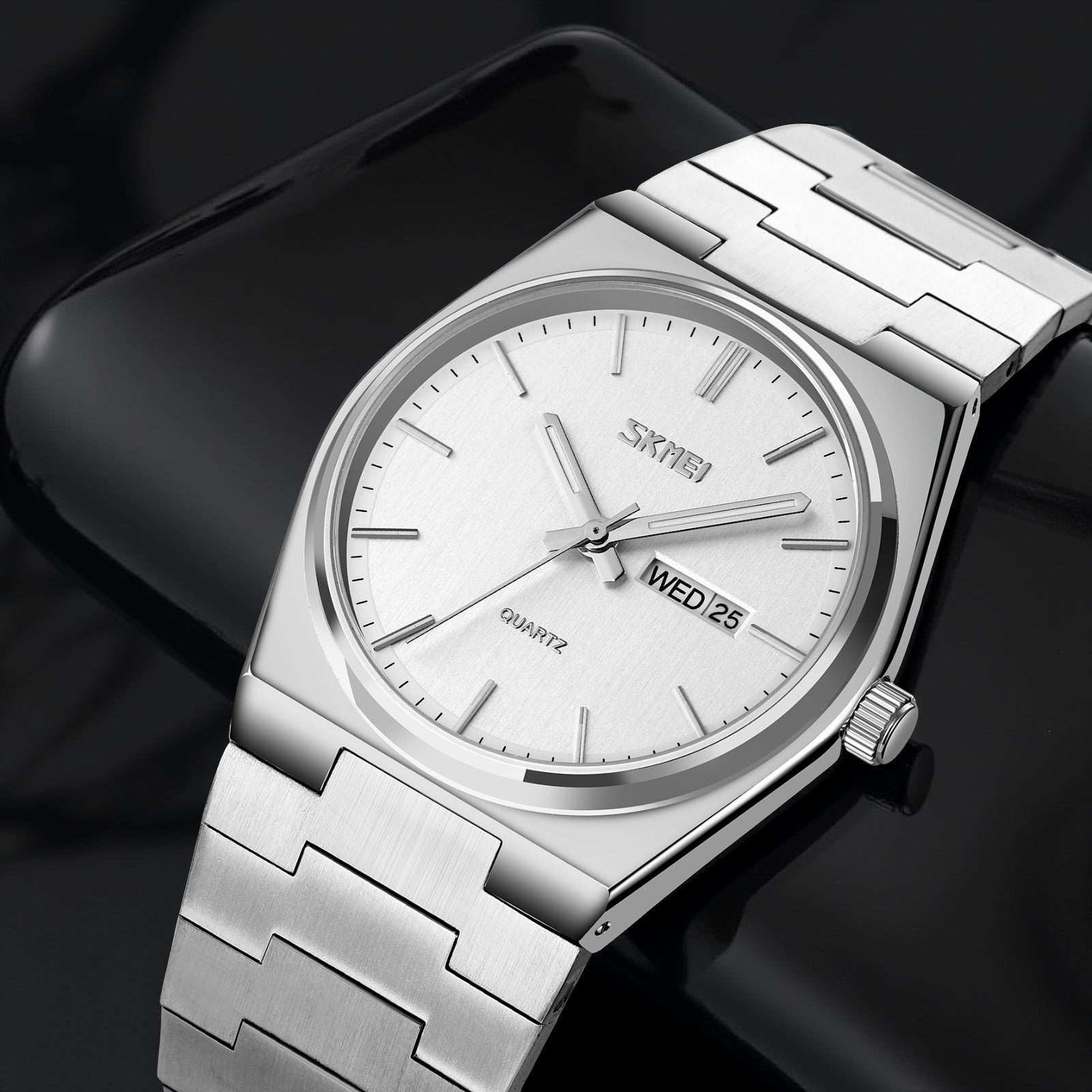 Skmei – 9288 – Business Class Luxury Watch – Silver/Silver image 1