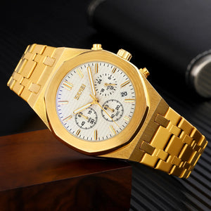 SKMEI - 9296 - Analog Stainless Steel Chronograph Quartz Watch - gold/silver image 3