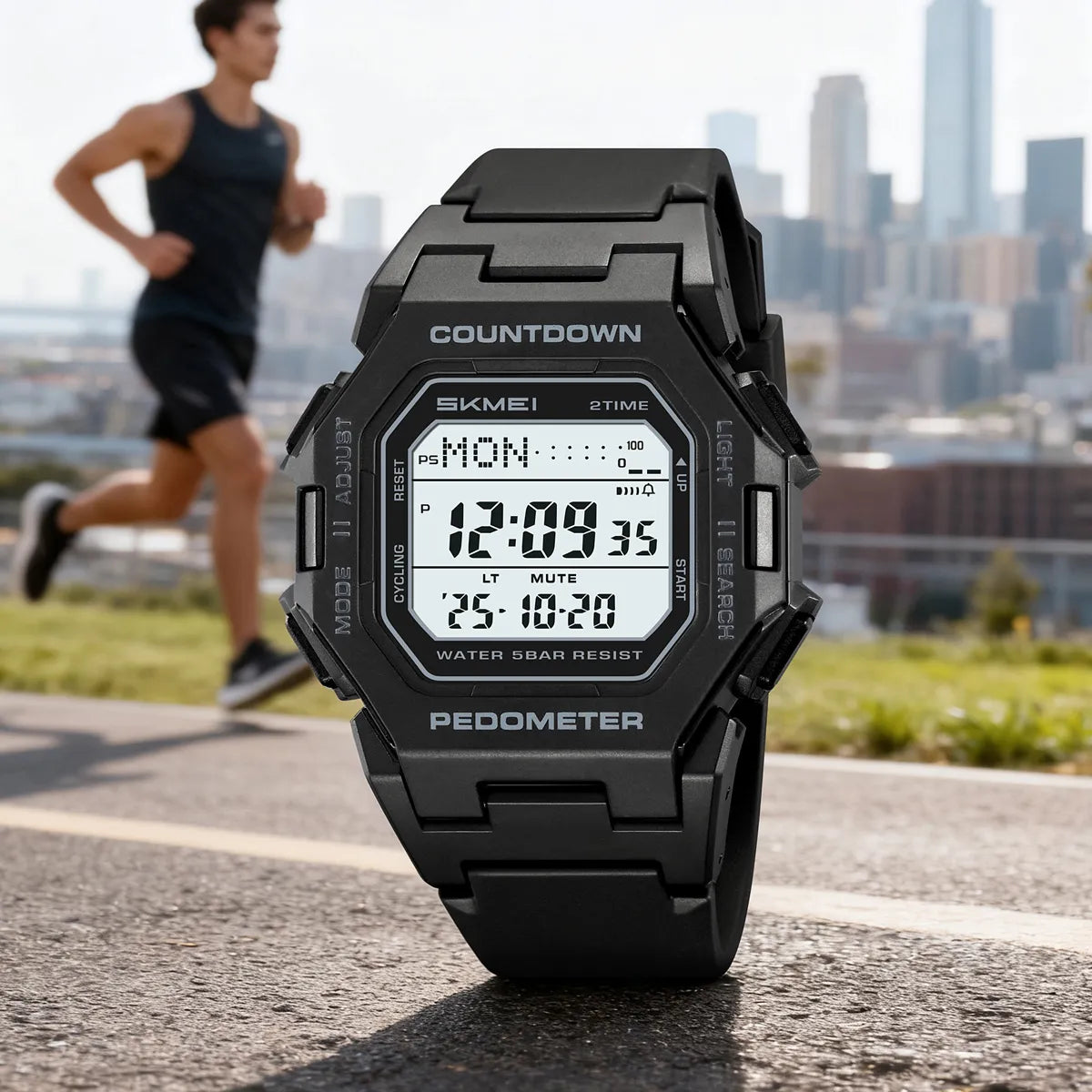 SKMEI 2596 Digital Pedometer Sports Watch - Black