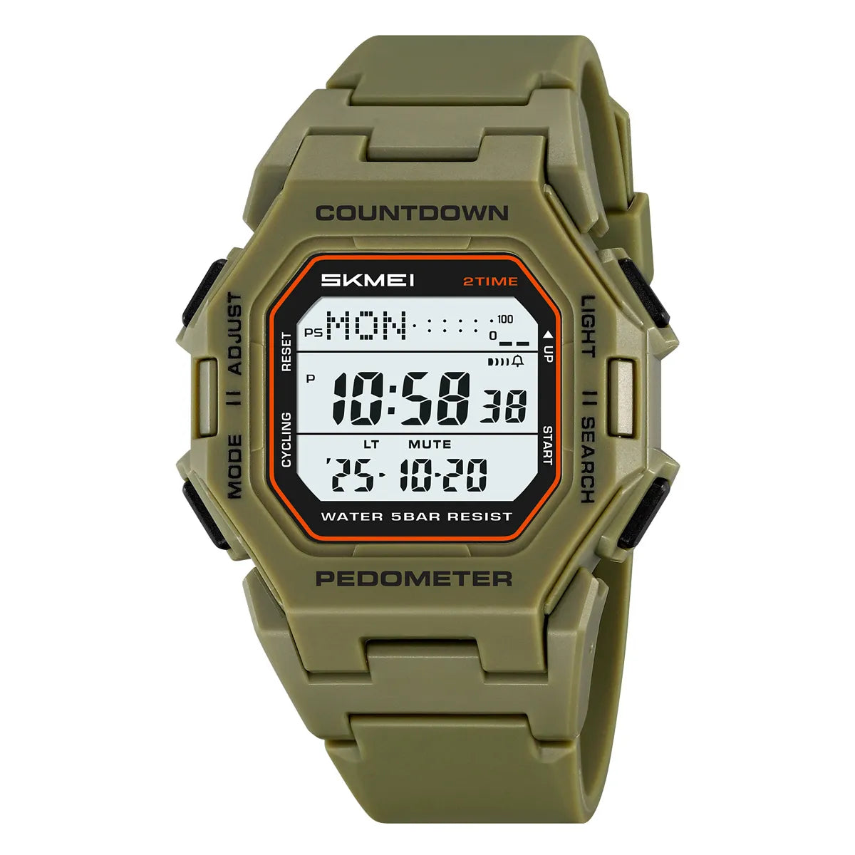 SKMEI 2596 Digital Pedometer Sports Watch - ArmyGreen