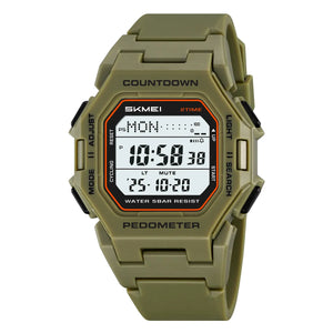 SKMEI 2596 Digital Pedometer Sports Watch - ArmyGreen