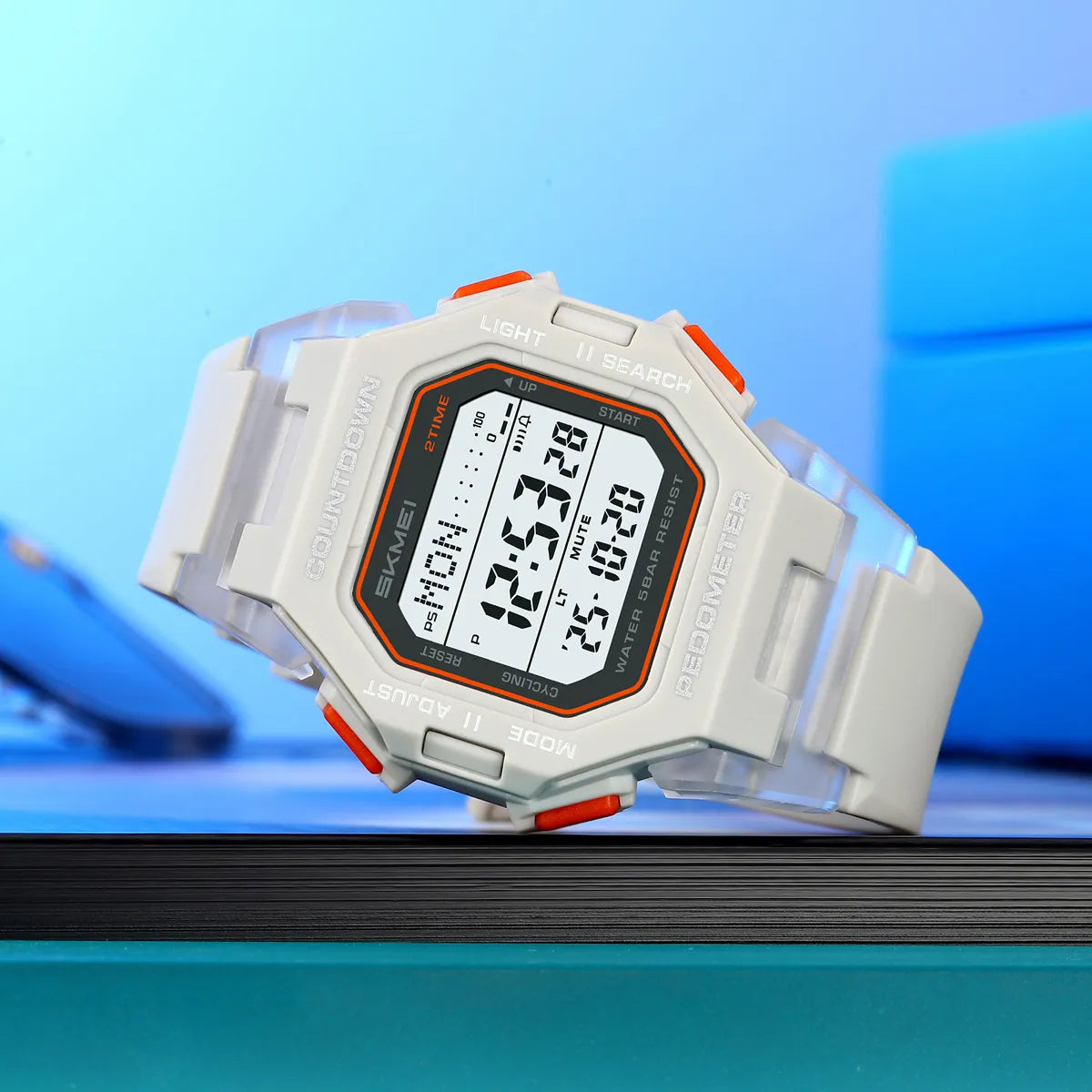 SKMEI 2596 Digital Pedometer Sports Watch - Grey