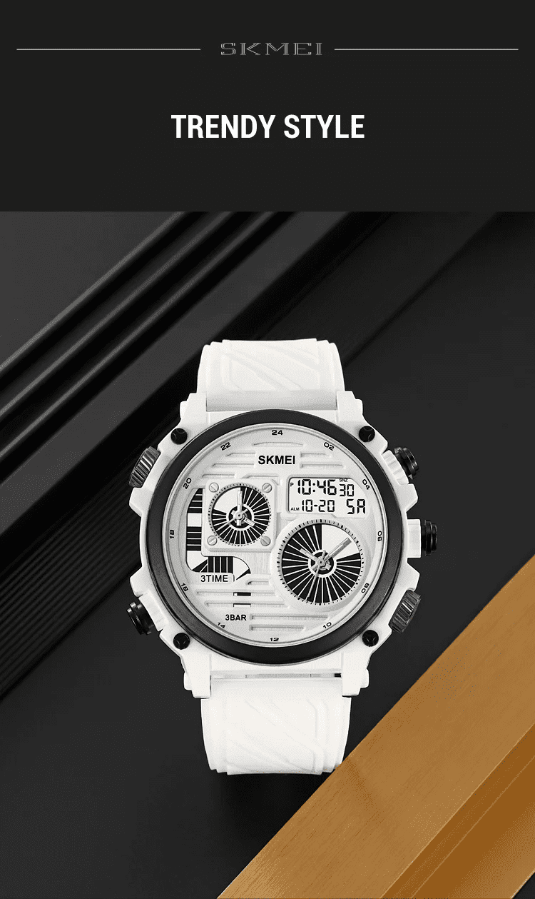 Skmei - 2202 - 4 Time Display Digital Sport - White/White image 1