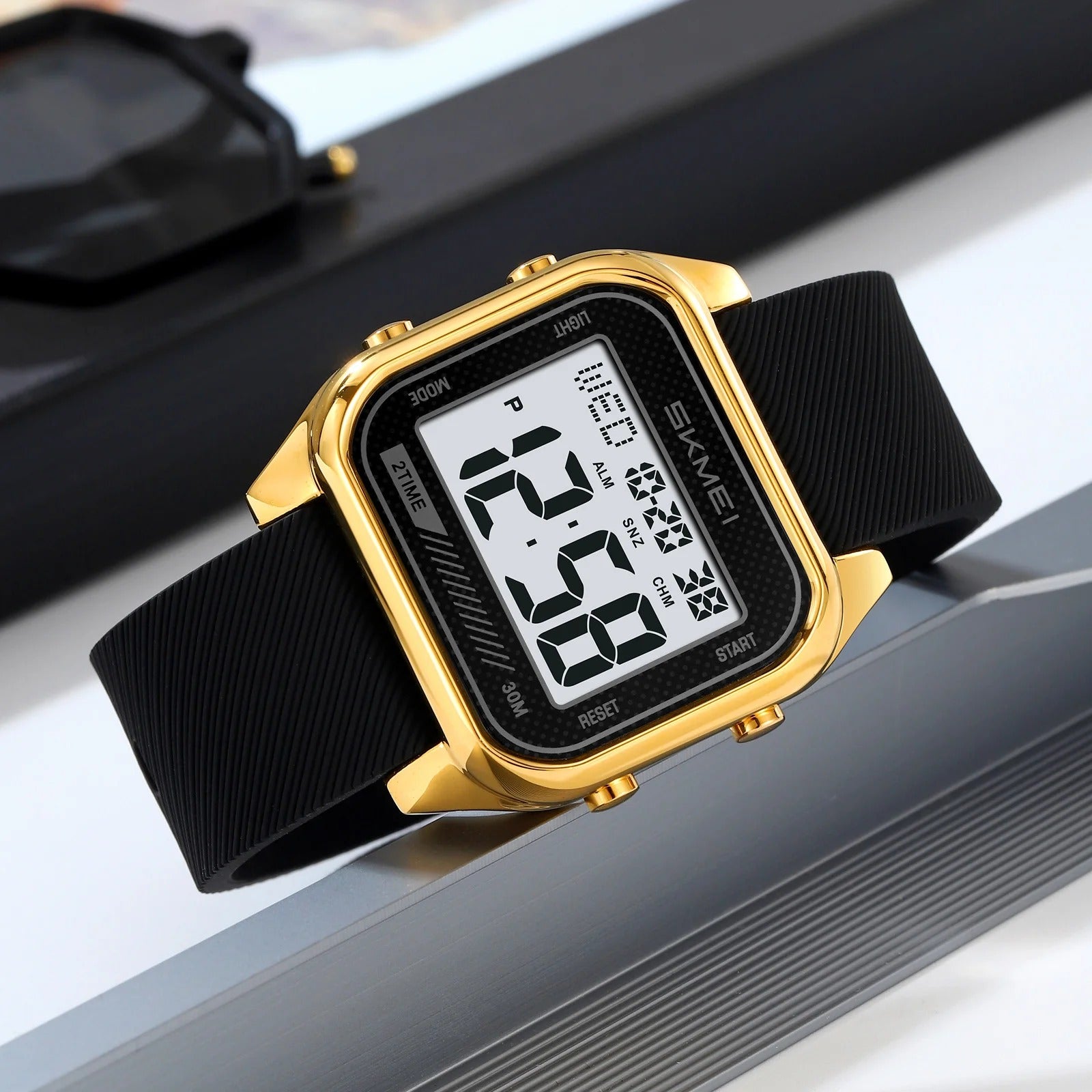 Skmei - 2496 - Digital LED Waterproof Watch - Gold/Black image 1