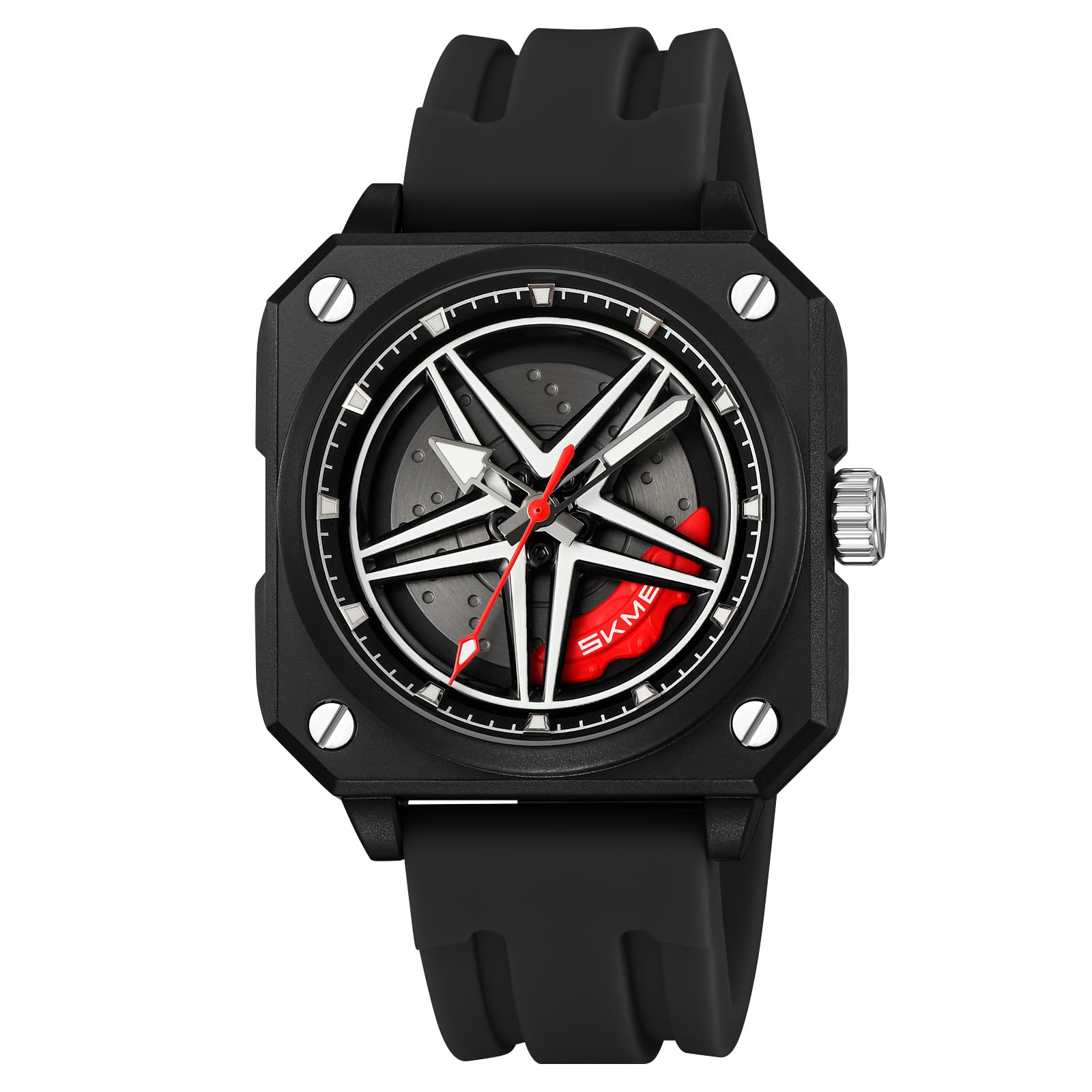 Skmei 2362 Trendy Wheel Spinner Quartz Silicon Strap - Black image 1