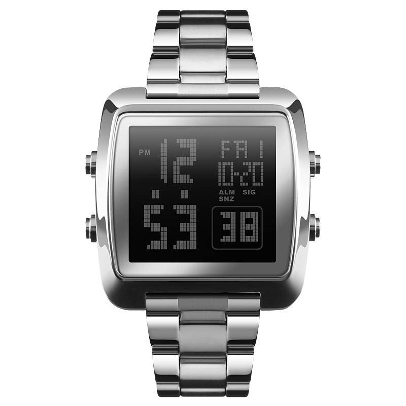 Skmei - 1369 - Digital Luxury Gents Stainless Steel Watch - Silver image 0