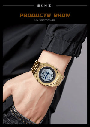Skmei - 2066 - Digital Sports Waterproof Hand Multifunctional - Golden/White image 3