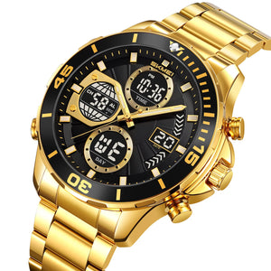 SKMEI 2621 Digital Analog Stainless Steel Watch - Gold/Black
