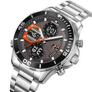 SKMEI 2621 Digital Analog Stainless Steel Watch - Silver/Titanium