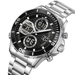 SKMEI 2621 Digital Analog Stainless Steel Watch - Silver/Black