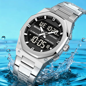 SKMEI 2624 Premium Golden Digital Steel Watch - Silver