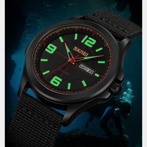 SKMEI - 9315 - Casual Nylon Strap Men’s Watch - black/black image 4