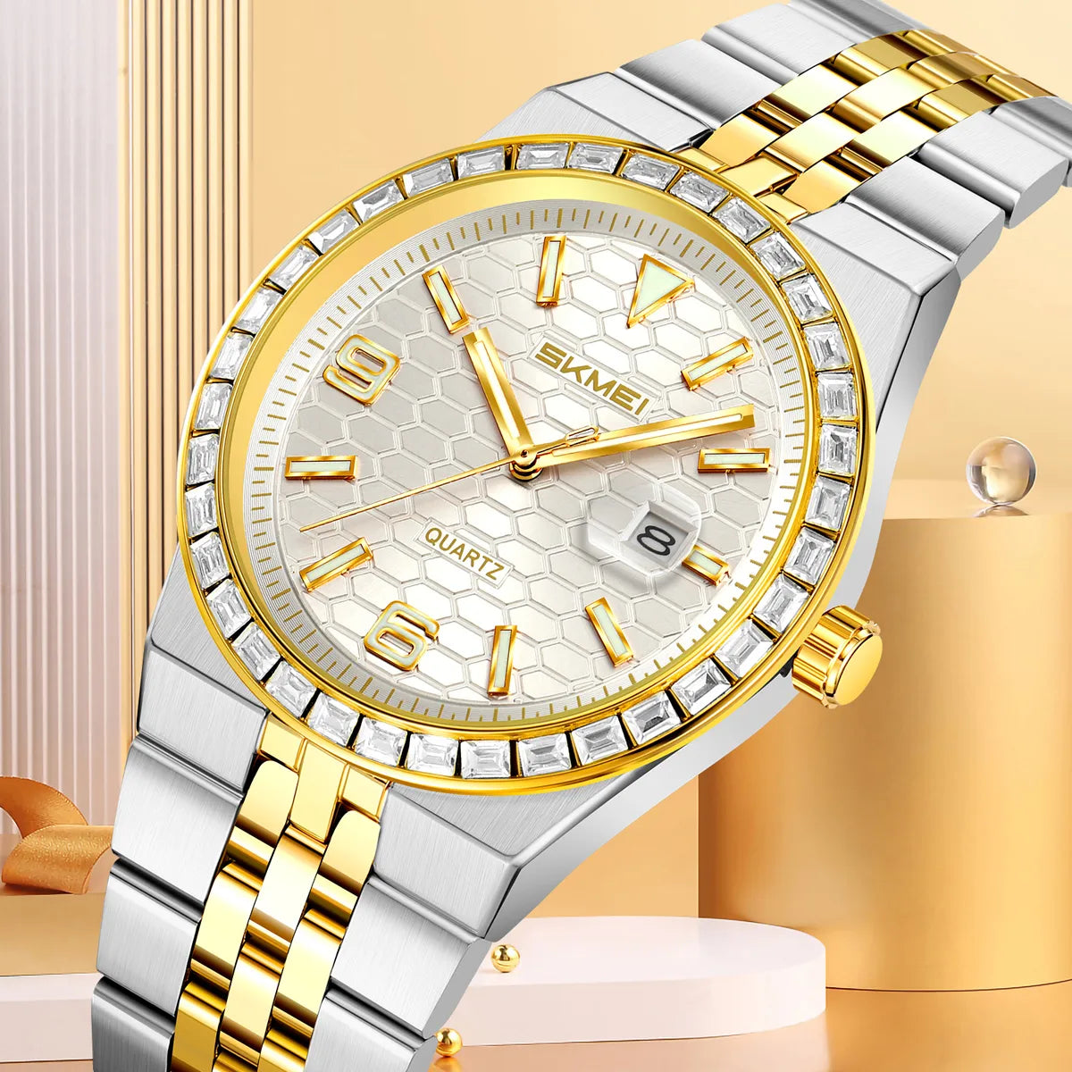 SKMEI 2655 Luxury Quartz Watch - Silver/Gold