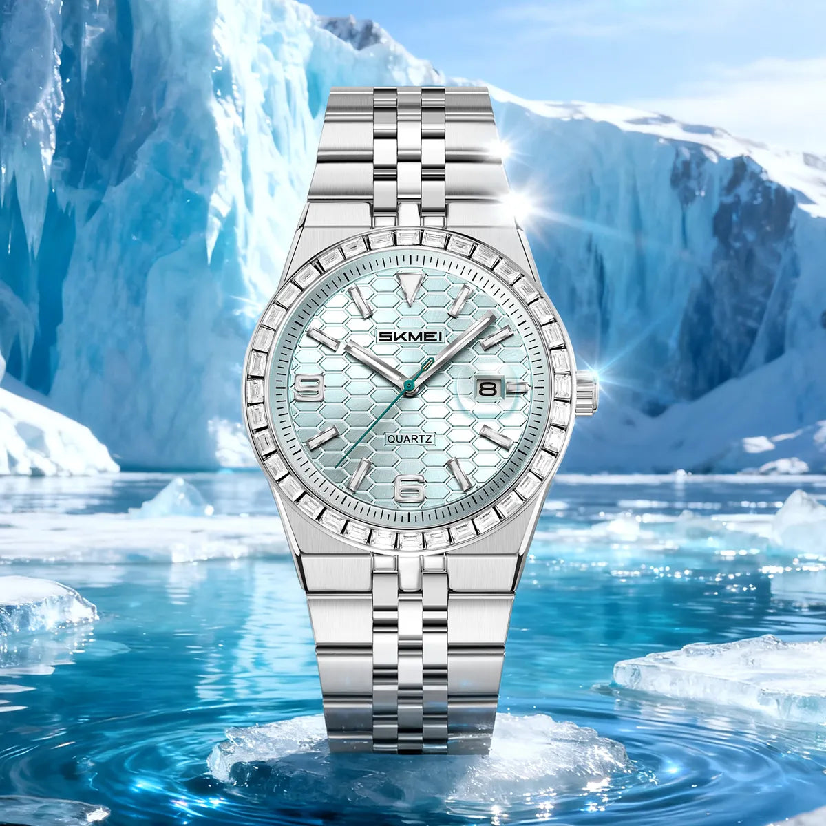 SKMEI 2655 Luxury Quartz Watch - Silver/Blue