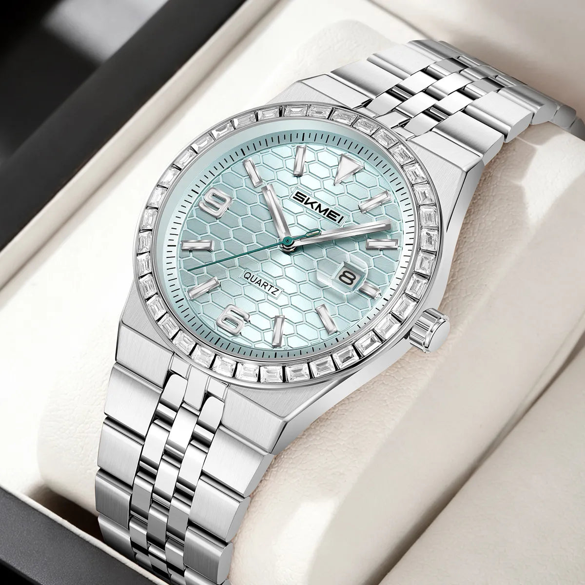 SKMEI 2655 Luxury Quartz Watch - Silver/Blue