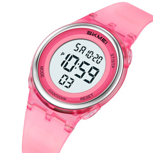 SKMEI 2661 Lightweight Digital Sports Watch - Pink/Tranparent