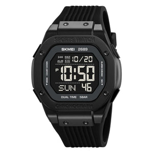 SKMEI 2689 Digital Sports Watch - Black/Black